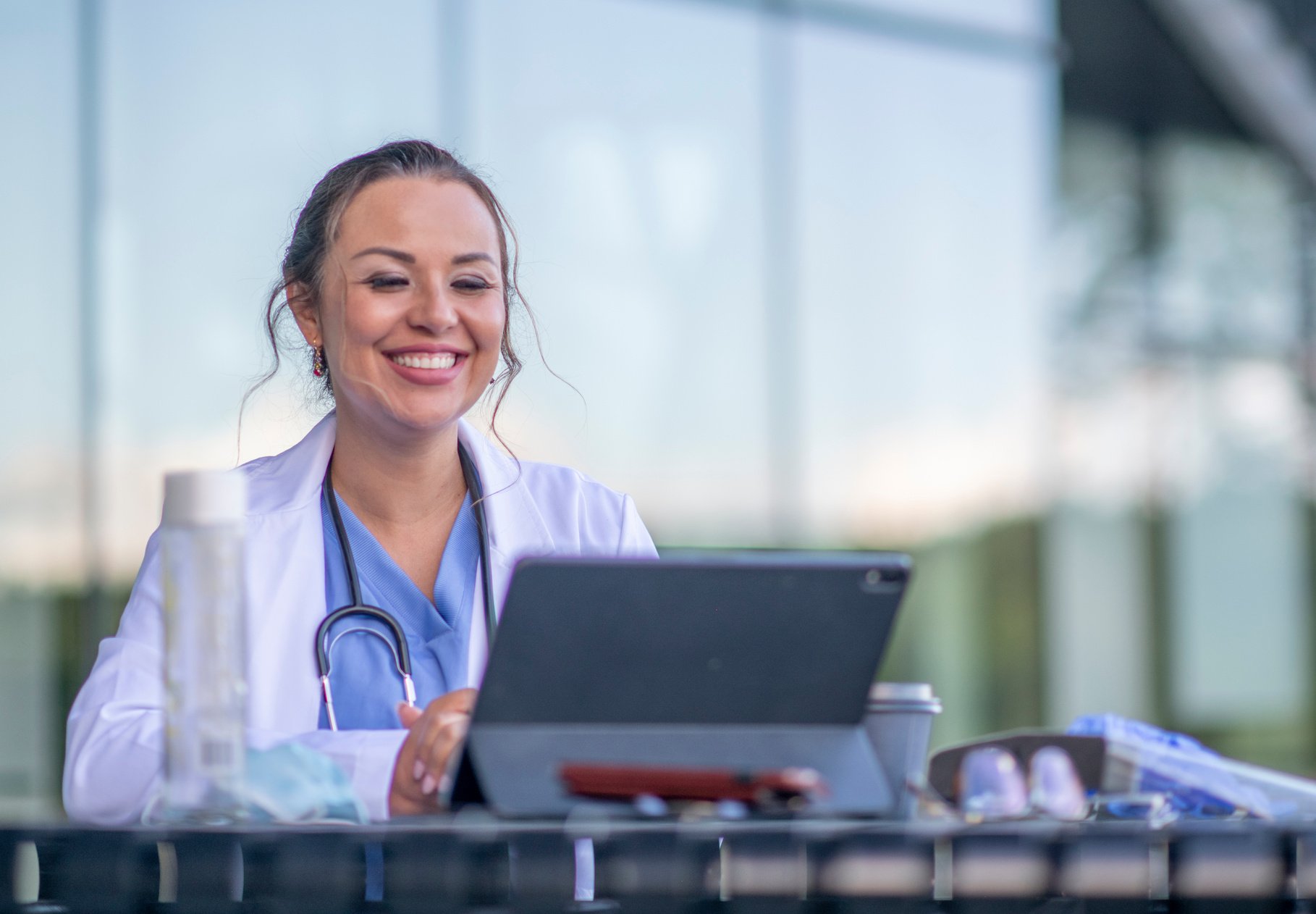 Hispanic doctor telemedicine